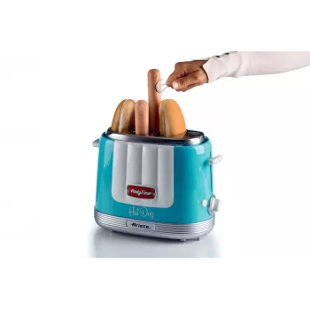 Ariete 206 Hot Dog Maker Party Time, 650 W, mėlyna, dešrainių keptuvė, šviesiai mėlyna, 2 vnt., 650 W, 160 mm, 270 mm