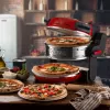 Ariete 927 Pizzeria dviguba picos krosnelė, 2 picos per 4 minutes, 2300 W, 2 ugniai atsparūs akmenys, 2 termostatai, skersmuo 32 cm, 5 kepimo lygiai, 2 nerūdijančio plieno mentelės, raudona