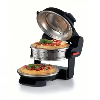 Ariete 927 Pizzeria dviguba picos krosnelė, 2 picos per 4 minutes, 2300 W, 2 ugniai atsparūs akmenys, 2 termostatai, skersmuo 32 cm, 5 kepimo lygiai, 2 nerūdijančio plieno mentės, raudona