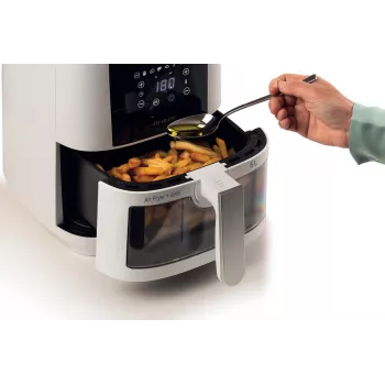Ariete 4626 Airy Fryer 6L, oro gruzdintuvė, 1300 W, 6 L talpa, 2,5 kg kepimo talpa, 8 išankstinių programų, temperatūra iki 200°, permatomas krepšelis kepimo kontrolei, juoda