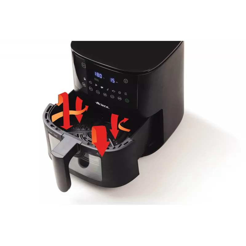 Ariete 4633, Karšto oro gruzdintuvė 4L, 1400W, Talpa 4L, 9 programų, Shake ir Grill funkcijos, Temperatūra iki 200°C, Juoda