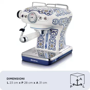 Ariete 1389 Capri kavos aparatas, 850W, vandens talpa 0,9L, 1 ar 2 puodelių filtras, lašėjimo padėklas, pieno putotojas