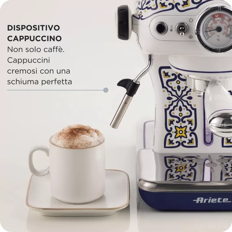 Ariete 1389 Capri kavos aparatas, 850W, vandens talpa 0,9L, 1 ar 2 puodelių filtras, lašėjimo padėklas, pieno putotojas