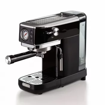 Ariete 1381 kavos aparatas su manometru, tinka maltai kavai ir ESE kapsulėms, 1300 W, 1,1 L talpa, 15 barų slėgis, ½ puodelio filtras, Cappuccino įrenginys, Juodas