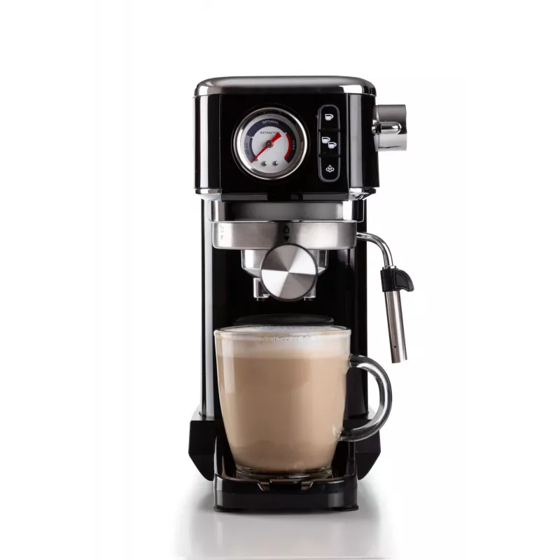 Ariete 1381 kavos aparatas su manometru, tinka maltai kavai ir ESE kapsulėms, 1300 W, 1,1 L talpa, 15 barų slėgis, ½ puodelio filtras, Cappuccino įrenginys, Juodas
