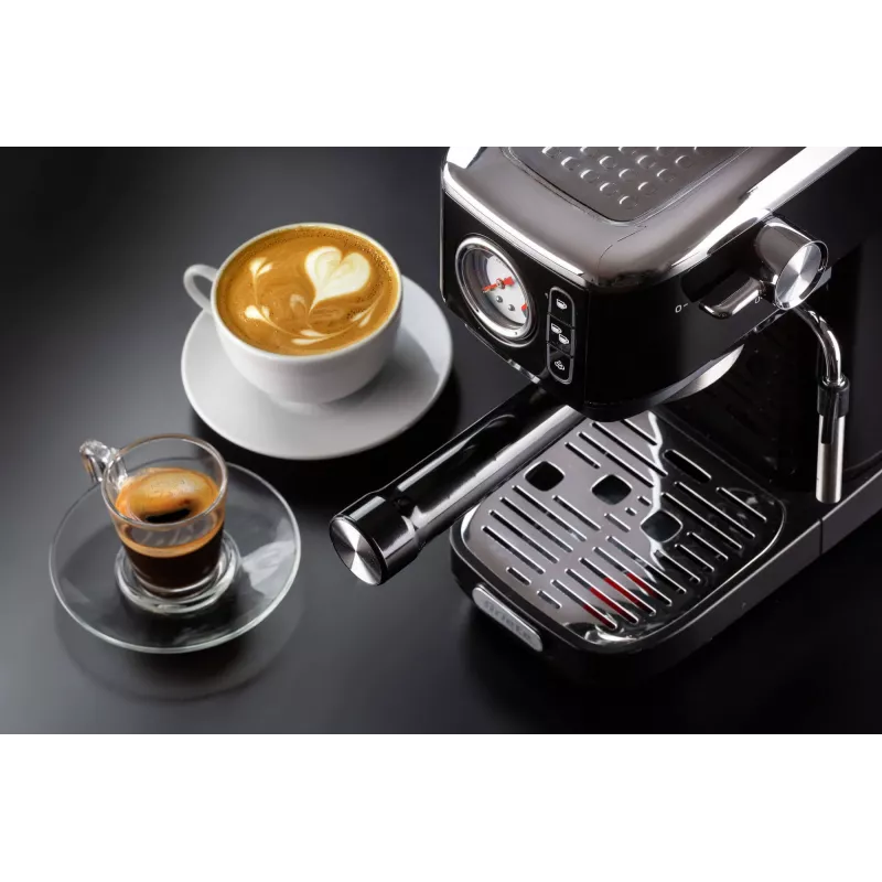 Ariete 1381 kavos aparatas su manometru, tinka maltai kavai ir ESE kapsulėms, 1300 W, 1,1 L talpa, 15 barų slėgis, ½ puodelio filtras, Cappuccino įrenginys, Juodas