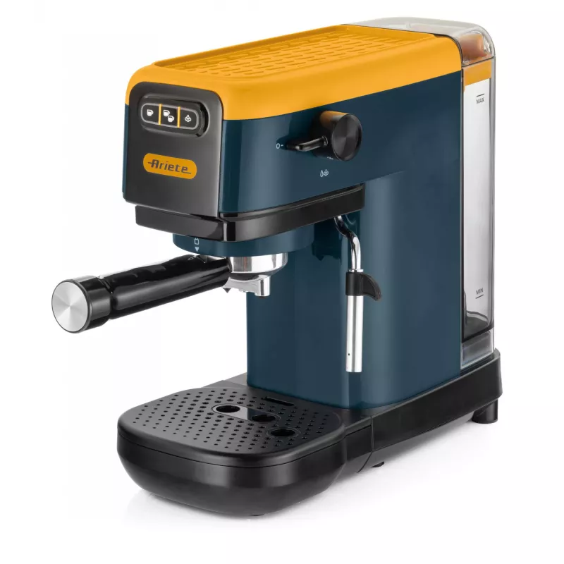Ariete 1399 Espresso kavos aparatas, maltai kavai ir ESE kapsulėms, 1300 W, 1,1 L talpa, 15 barų slėgis, 1, 2 puodelių ir ESE kapsulių filtras, Cappuccino, Geltona
