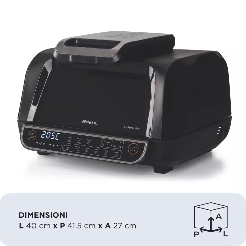 Ariete 4635 Oro gruzdintuvė su grilio funkcija, 1700W, 8L, 8 kepimo programų, laikmatis, juoda
