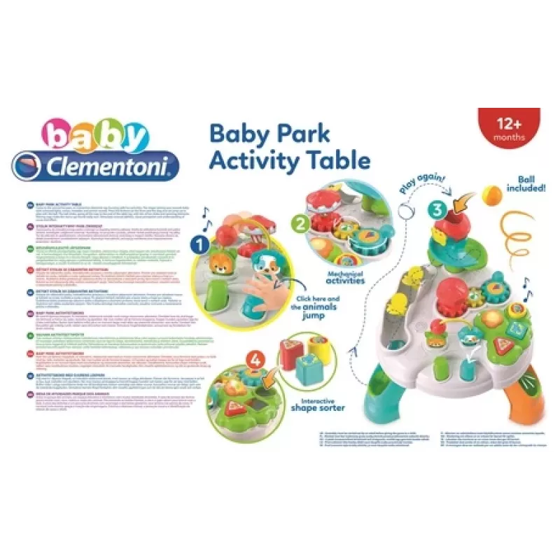 Clementoni Baby Park Activity Table – interaktyvus staliukas vaikams, 1 m., garsinis, įvairiaspalvis
