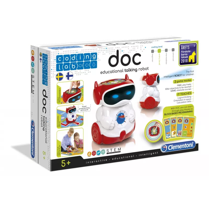 Clementoni DOC – Lavinamasis kalbantis robotas, programuojamas robotas, 5 m., Raudonas, Baltas