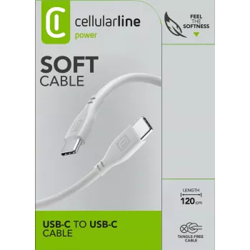 Cellularline Soft Cable 120 cm – USB-C į USB-C minkšto lietimo laidas
