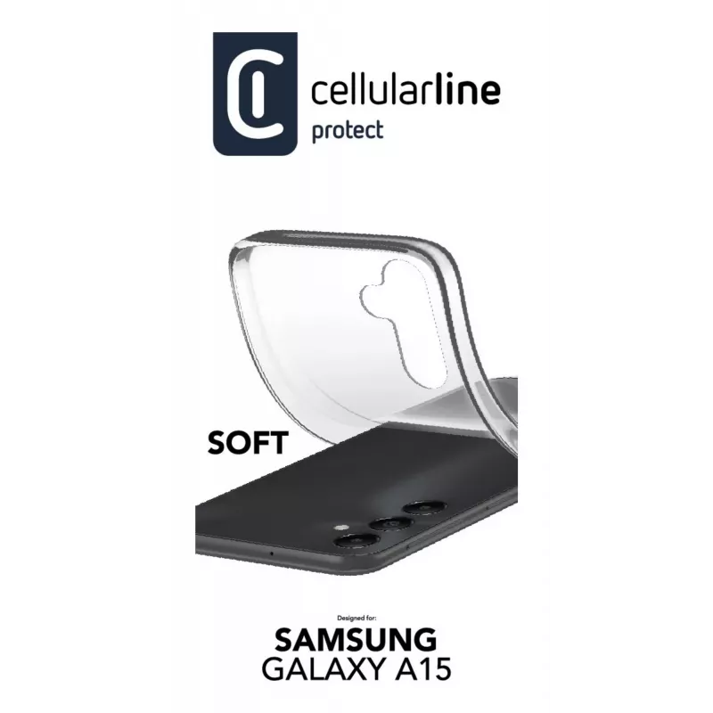 Cellularline Soft - Samsung Galaxy A15 5G minkštas guminis dėklas, skaidrus