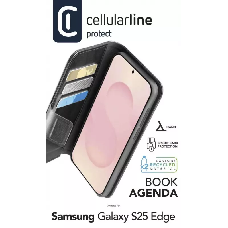 Cellularline Book Agenda Galaxy S25 Edge Odinė knygelė su magnetiniu užsegimu