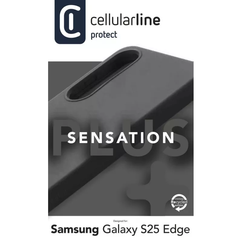 Cellularline Sensation+ dėklas Samsung Galaxy S25 Edge, silikoninis, minkšto prisilietimo, juodas