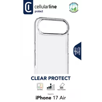 Cellularline Clear Protect kietas dėklas su guminiais kraštais iPhone Air