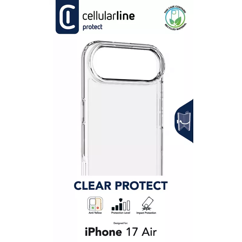 Cellularline Clear Protect kietas dėklas su guminiais kraštais iPhone Air