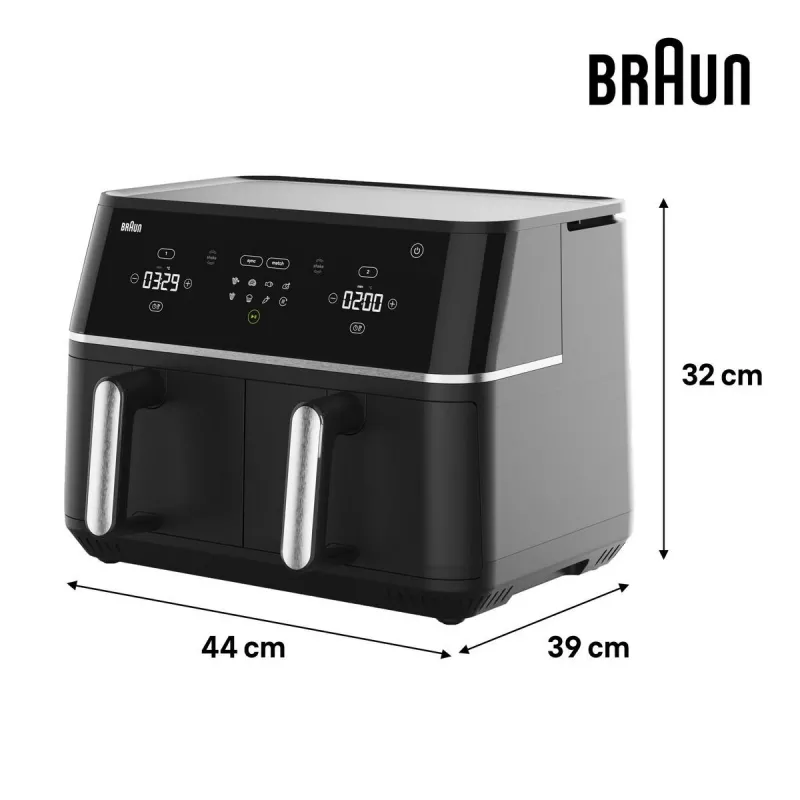 Braun TD 5030I BK Dviguba 10 L Laisvai pastatoma 2400 W Karšto oro gruzdintuvė Juoda, Sidabrinė