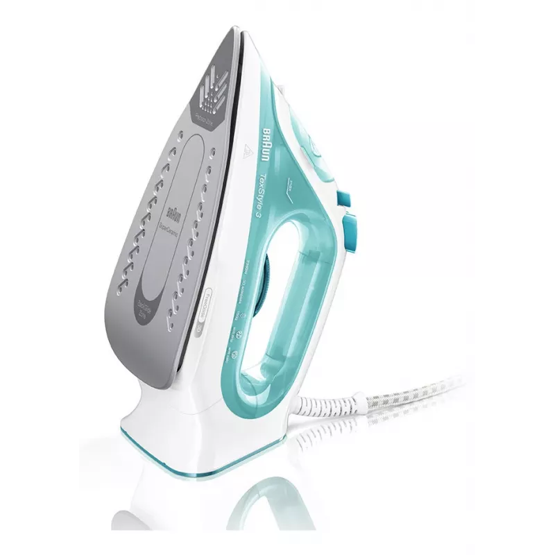 Braun TexStyle 3 SI3041GR lygintuvas su keraminiu padu, 2350 W, turkio ir baltos spalvos