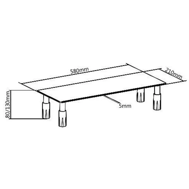Techly stiklinis stovas monitoriui / nešiojamam kompiuteriui, laisvai pastatomas, 20 kg, 33 cm (13 inch), 81,3 cm (32 inch), aukščio reguliavimas, permatomas
