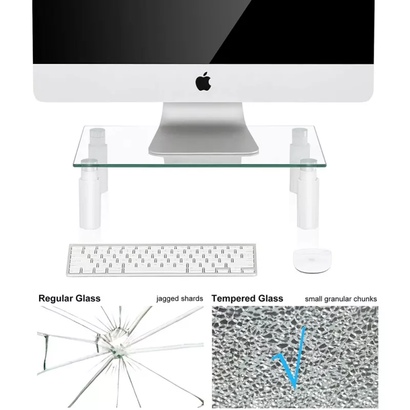 Techly stiklinis stovas monitoriui / nešiojamam kompiuteriui, laisvai pastatomas, 20 kg, 33 cm (13 inch), 81,3 cm (32 inch), aukščio reguliavimas, permatomas