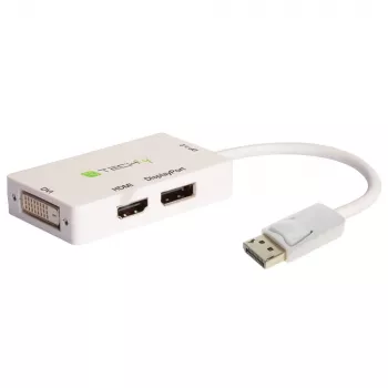Techly IADAP DP-COMBOF3 vaizdo kabelio adapteris DisplayPort DisplayPort + DVI + HDMI Baltas