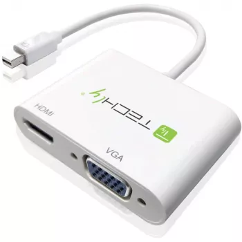 Techly Mini DisplayPort į HDMI/VGA adapteris, 0,15 m, Mini DisplayPort, HDMI + VGA (D-Sub), Kištukas, Lizdas, 1920 x 1200 pikselių