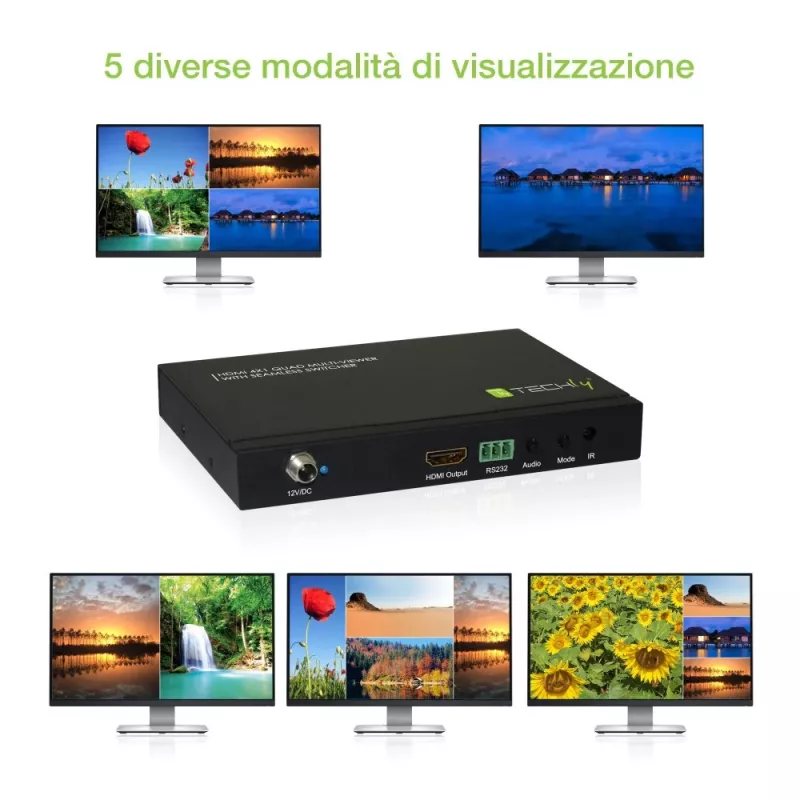 Techly HDMI 4x1 Multiviewer su perjungikliu