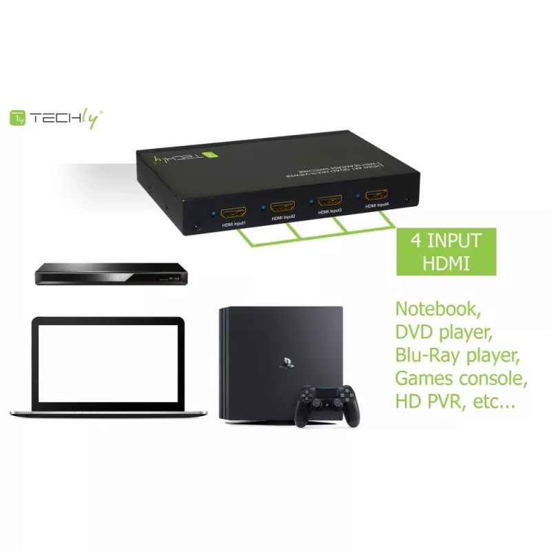 Techly HDMI 4x1 Multiviewer su perjungikliu