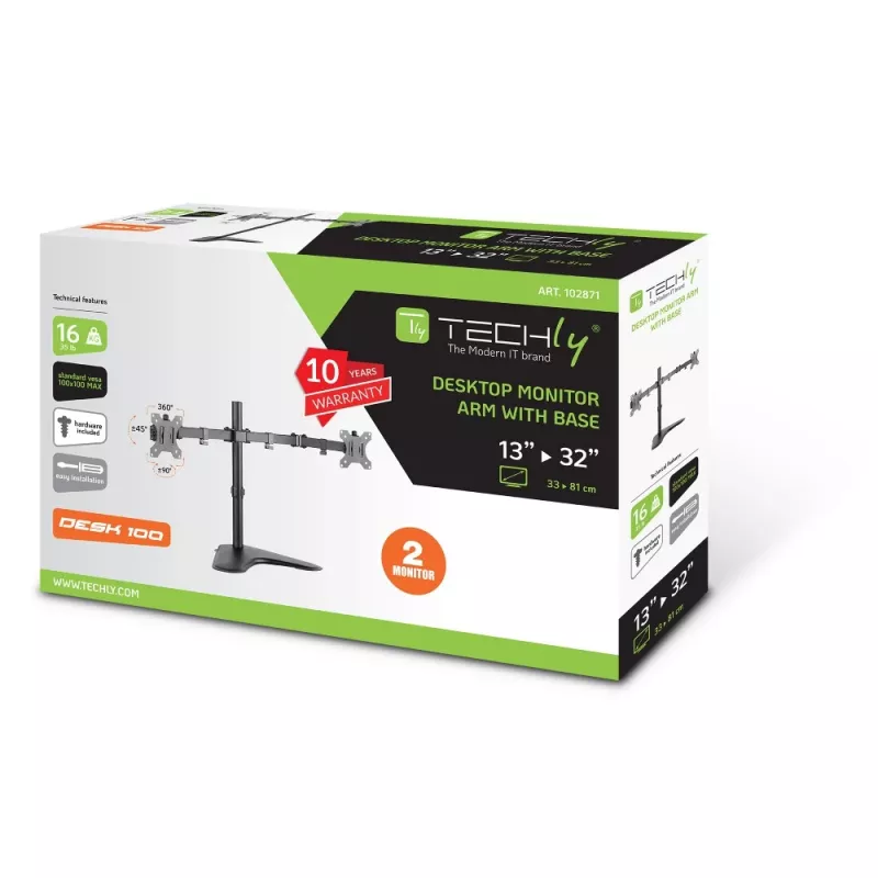 Techly ICA-LCD 2524 monitorio laikiklis / stovas 81,3 cm (32 inch) stalas Juodas