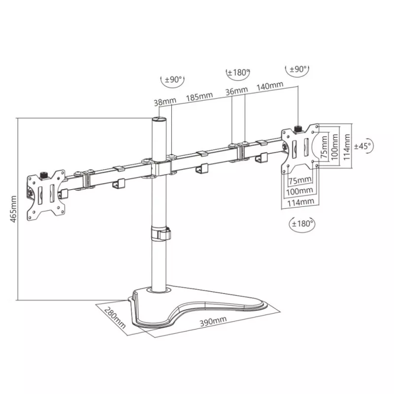 Techly ICA-LCD 2524 monitorio laikiklis / stovas 81,3 cm (32 inch) stalas Juodas