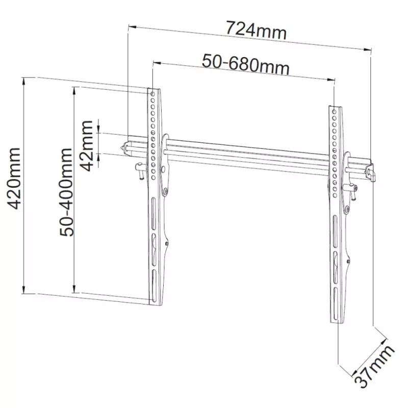 Techly ICA-PLB-133LTY 165,1 cm (65 inch) juoda pakreipiama sieninė laikiklio sistema