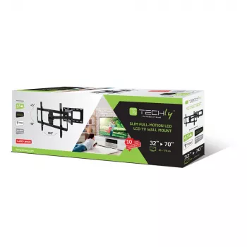 Techly plonas sieninis laikiklis 32-70 colių LCD LED televizoriams juodas, 81,3 cm (32 inch), 177,8 cm (70 inch), 45 kg, 600 x 400 mm, -10 - 5°