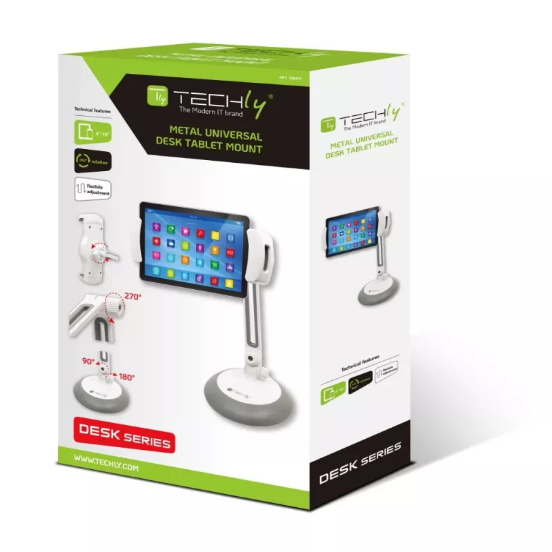 Techly Universal Desktop stovas išmaniesiems telefonams ir planšetėms iki 10 colių