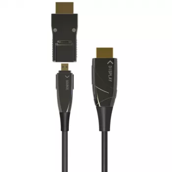 Techly HDMI A/A Micro HDMI AOC šviesolaidinis kabelis 4K 50 m, 50 m, HDMI A (standartinis), HDMI D (Micro), 3D, 18 Gbit/s, juodas