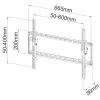 Techly fiksuotas sieninis laikiklis LED TV LCD 40-65 colių, 165,1 cm (65 coliai), 200 x 200 mm, 600 x 400 mm, -12 - 0°, metalas, juodas