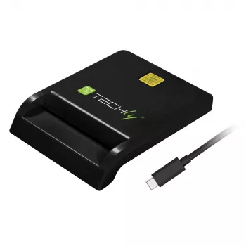 Techly Compact Smart Card Reader/Writer USB-C™ Baltas, USB 2.0, 1.5 m, Juodas, 102 g