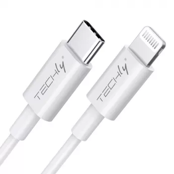 Techly įkrovimo ir sinchronizavimo laidas USB-C į Lightning 1 m baltas