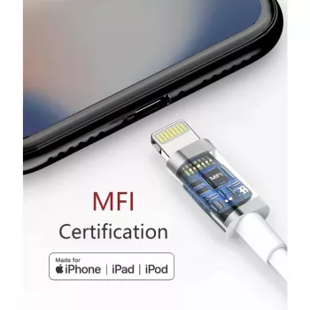 Techly įkrovimo ir sinchronizavimo laidas USB-C į Lightning 1 m baltas