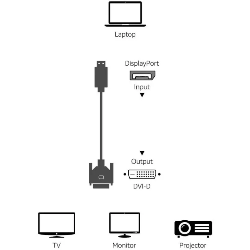 Techly ICOC DSP-C12-030P vaizdo kabelio adapteris 3 m DisplayPort DVI-D Juodas
