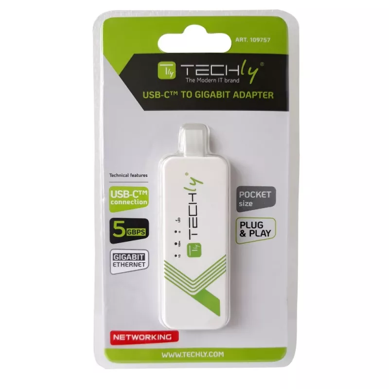 Techly USB 3.1 Type-C į RJ45 Gigabit Ethernet adapteris, baltas