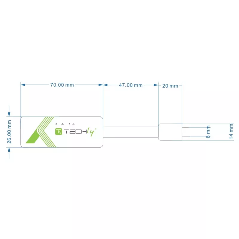 Techly USB 3.1 Type-C į RJ45 Gigabit Ethernet adapteris, baltas