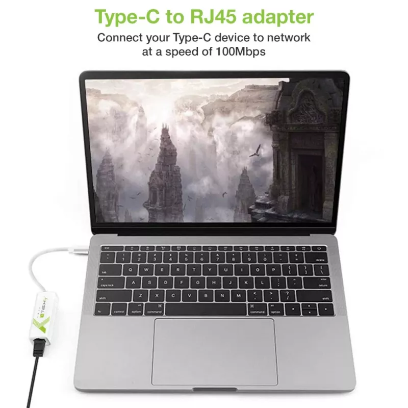 Techly USB 3.1 Type-C į RJ45 Gigabit Ethernet adapteris, baltas