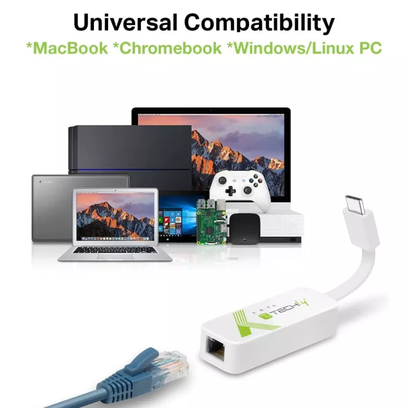 Techly USB 3.1 Type-C į RJ45 Gigabit Ethernet adapteris, baltas