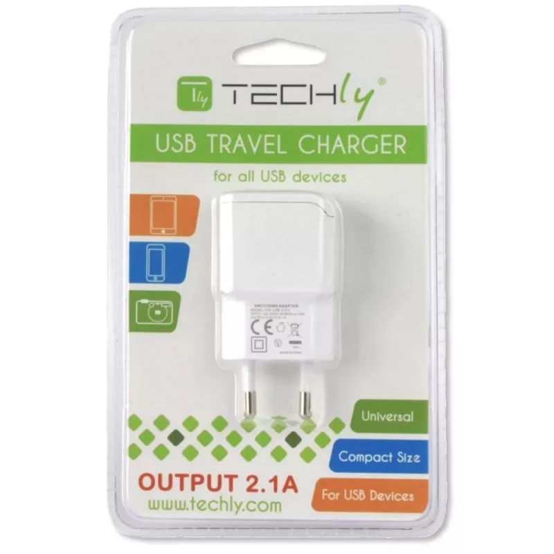 Techly IPW-USB-21EC Italijos kištuko adapteris su 1 USB prievadu 5V / 2,1A baltas