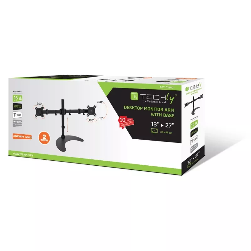 Techly ICA-LCD 3410 stovas dviems monitoriams 13-27 colių su pagrindu a.400mm