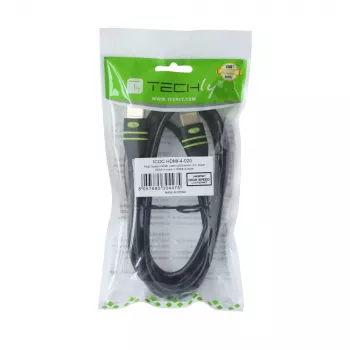 Techly HDMI-FR-020 HDMI kabelis 2 m, High Speed su Ethernet, A/A M/M, ferito žiedai