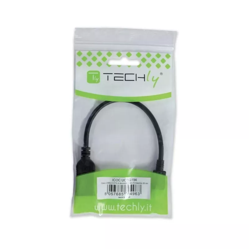 Techly USB2.0 OTG laidas A lizdas / Micro B kištukas 0,2 m ICOC UOTG-194