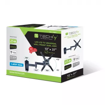 Techly 13-37 LED TV LCD pakreipiamas sieninis laikiklis 3 jungtimis juodas ICA-LCD 2102