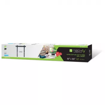 Techly fiksuotas sieninis laikiklis UltraSlim LED TV LCD 23-55 juodas ICA-PLB 140M