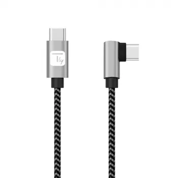 Techly USB-C kištukas 2.0 / USB-C kištukas kampuotas 3A 1 m aliuminis